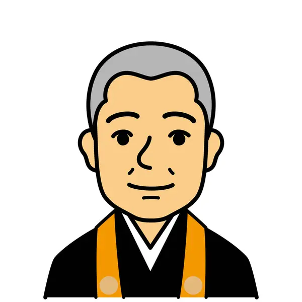 Japanese Buddhist Priest Monk Vector Illustration Стоковая Иллюстрация