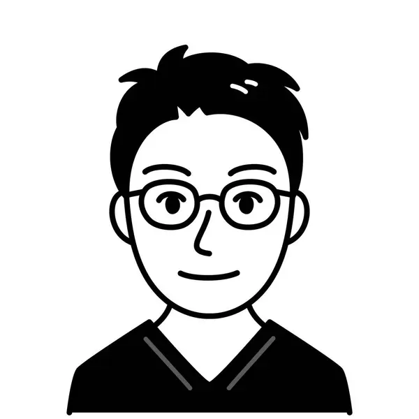 Νεαρός Άνδρας Φορώντας Γυαλιά Scrub Διανυσματική Απεικόνιση Ασπρόμαυρη Απεικόνιση Εικονογράφηση Αρχείου