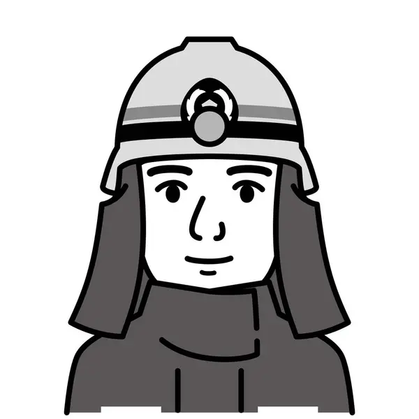 Молодий Пожежник Пожежник Вектор Ілюстрація Чорно Біла Ілюстрація Ліцензійні Стокові Вектори