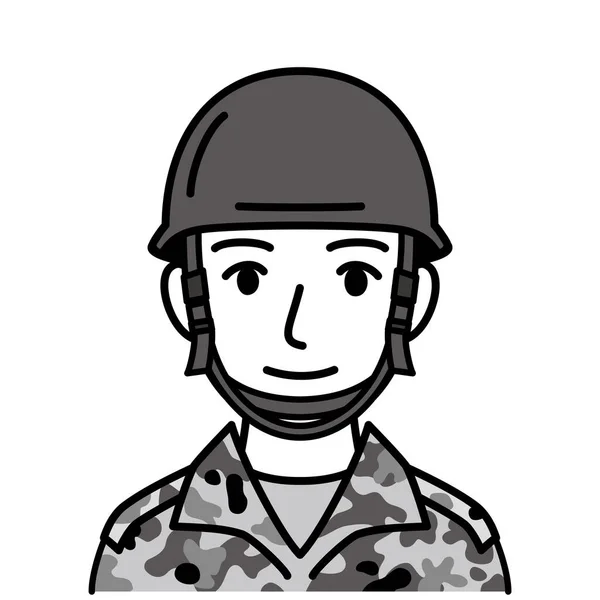 Офіцер Сил Самооборони Японії Солдат Вектор Ілюстрація Чорно Біла Ілюстрація Векторна Графіка