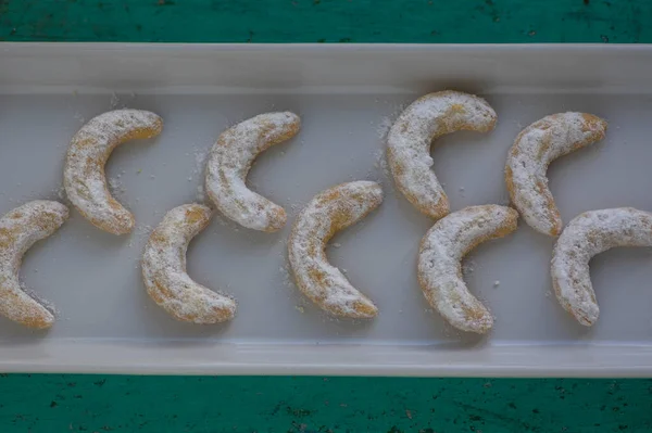 Vanillekipferl Typiska Czech Söt Jul Bakning Cookies Vaniljrullar Halvmåne Med — Stockfoto