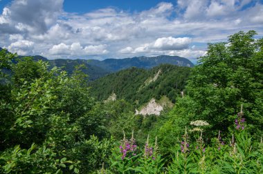 Ljubelj pass in Karawanks chain of Slovenia with a old passageway border between Slovenia and Austria, amazing nature around