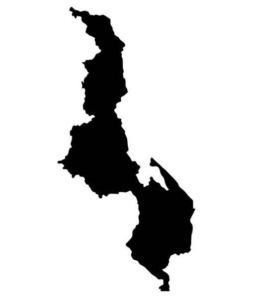 Malawi Mapa Ostrova Silueta — Stockový vektor