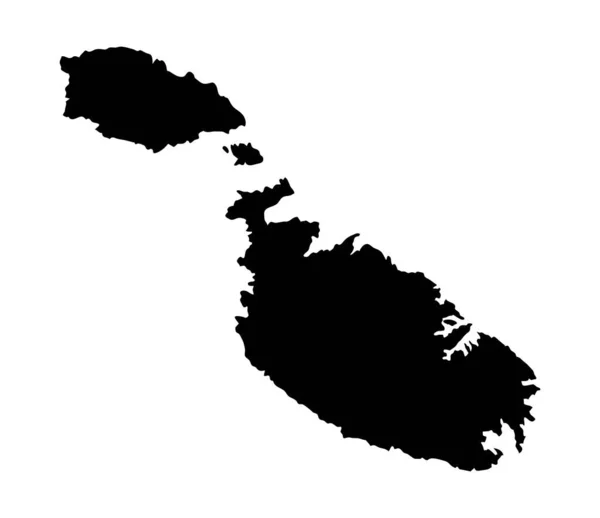 Malta Ilha Mapa Silhueta —  Vetores de Stock