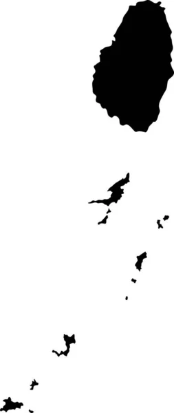 セントビンセント グレナディーン島地図のシルエット — ストックベクタ
