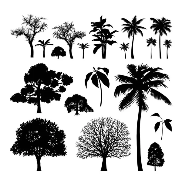 Palmen Bambus Und Pflanzen Silhouette Gute Verwendung Für Zeichen Symbol — Stockvektor
