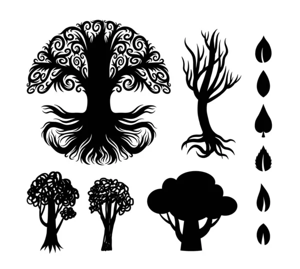 Силуэт Иконки Символа Дерева Растения — стоковый вектор