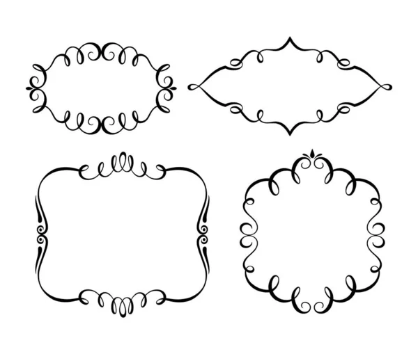 Curl Blank Label Frame Ornament Decoration Pack — Stock Vector