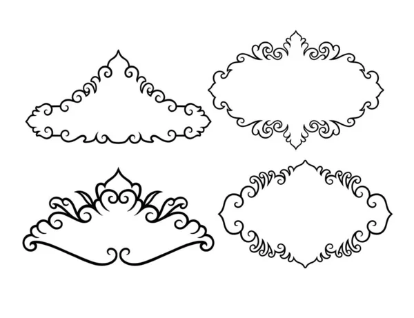 Etiqueta Blanco Rizo Marco Ornamento Decoración Paquete — Archivo Imágenes Vectoriales
