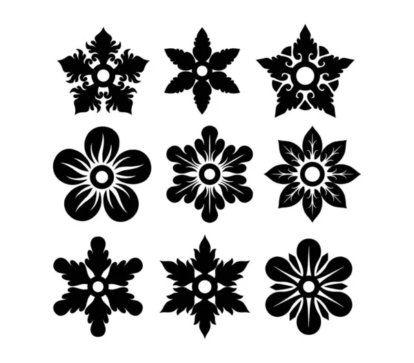 Kwiaty Ozdoba Ozdoba Sylwetka Dobre Wykorzystanie Znak Symbol Ikona Logo — Wektor stockowy