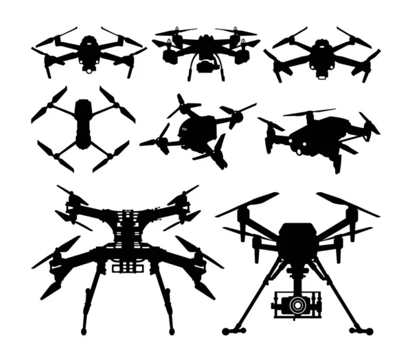 Drone Sign Symbol Silhouette — Stok Vektör