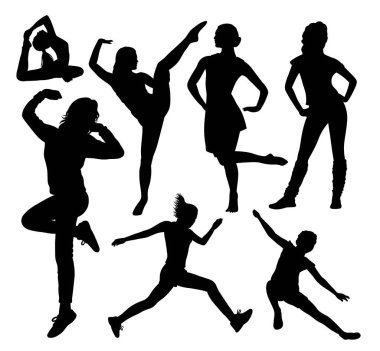 Kadın aktivitesi dans ve spor eğitimi silueti