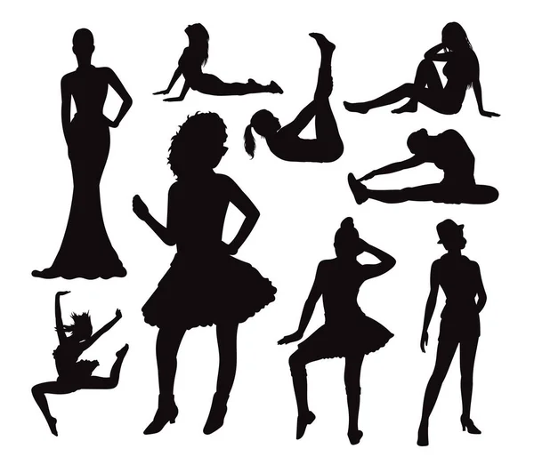 Danse Féminine Silhouette Sportive — Image vectorielle