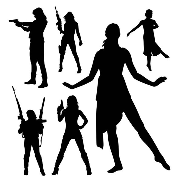 female activity with weapon silhouette