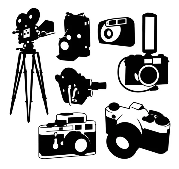 Vintage Camera Photography Silhouette — Stock Vector