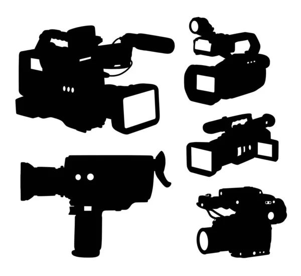 Kamera Und Videoaufnahmeausrüstung Silhouette — Stockvektor