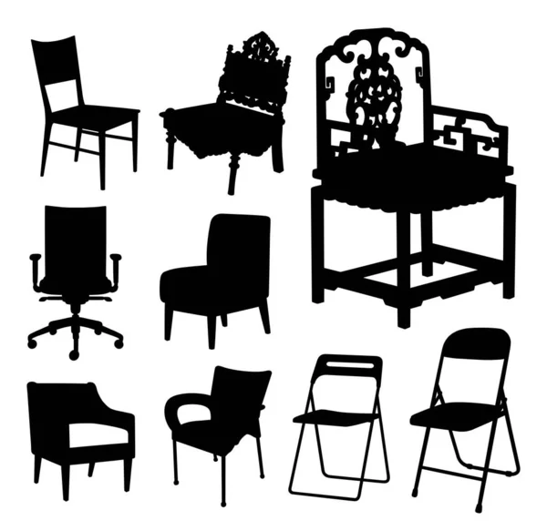 内置式椅子黑色轮廓设计 — 图库矢量图片