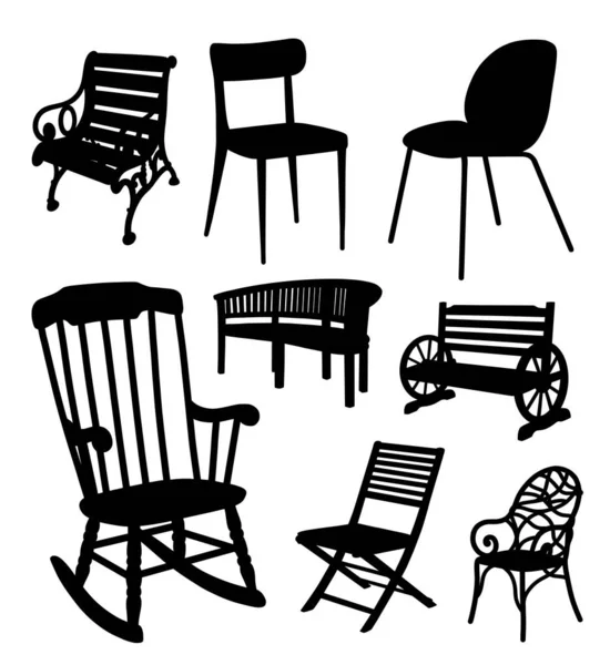 内置式椅子黑色轮廓设计 — 图库矢量图片