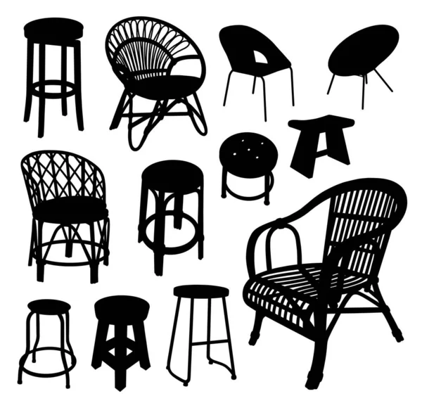 椅子轮廓元件包 — 图库矢量图片