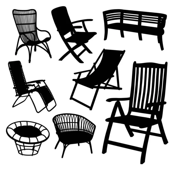 Chair Silhouette Style Set — Stock Vector