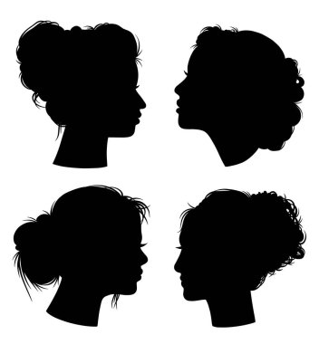 Kadın saç stili yan görünüm silueti