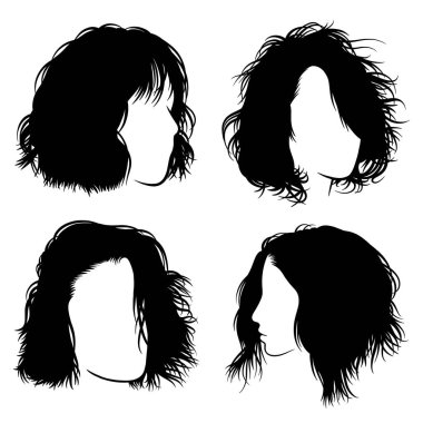 Kadın saç stili yan görünüm silueti