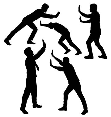 Erkek itme pozu eylem silueti