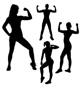 Güçlü kız vücut geliştirici kadın spor silueti