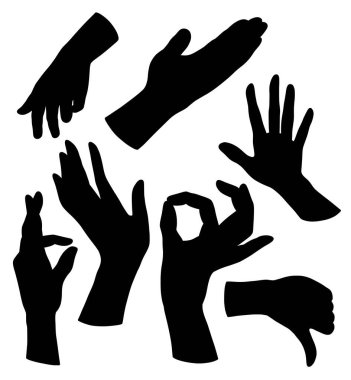 Erkek ve kadın el işareti siyah siluet işareti