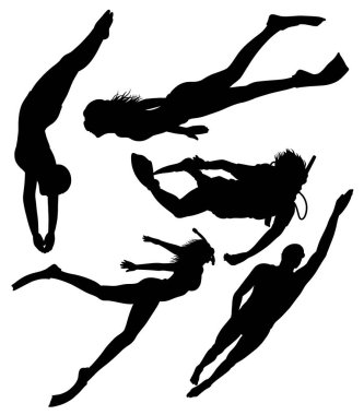 Dalış ve şnorkel sporu silueti