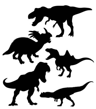 Dinozor canavarı sürüngen siyah silueti