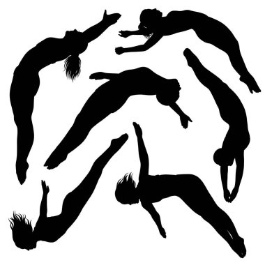 parkour erkek ve bayan atlama sporu eğitim silueti