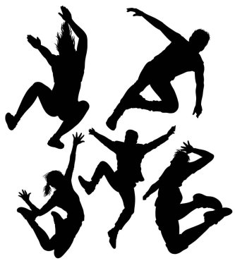 parkour erkek ve bayan atlama sporu eğitim silueti