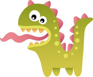 ejderha dinozor renkli çizgi film canavarı maskot karakter çizimi