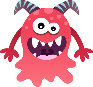 Renkli çizgi film canavar maskotu karakter çizimi