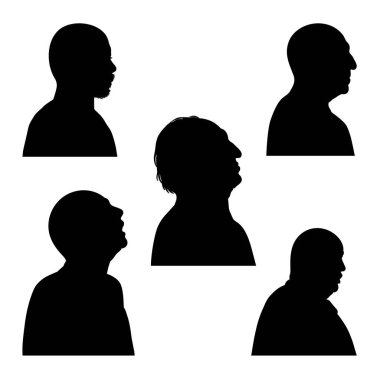 Erkek yüzü karakter yan görünüm silueti