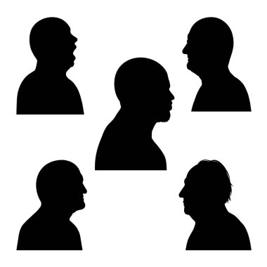 Erkek yüzü karakter yan görünüm silueti