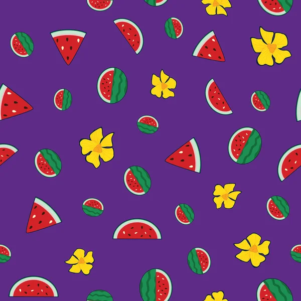 水果西瓜无缝面图案设计 一个美丽的无缝表面图案设计灵感来自红色西瓜 一个可爱可爱的西瓜图案设计完美的夏天 — 图库照片