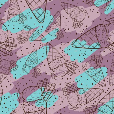 Güzel, pürüzsüz bir dondurma dizaynı. İki kepçe soğuk, buzlu, tatlı tablosu..