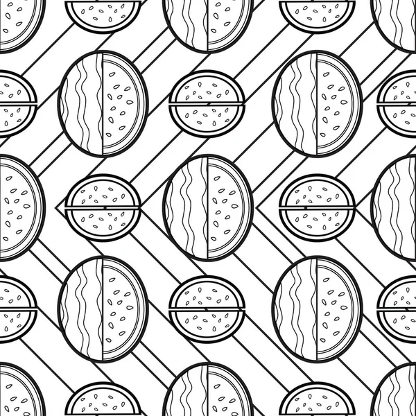 Fruity Line Art Sandía Hermoso Diseño Patrón Superficie Sin Costuras —  Fotos de Stock