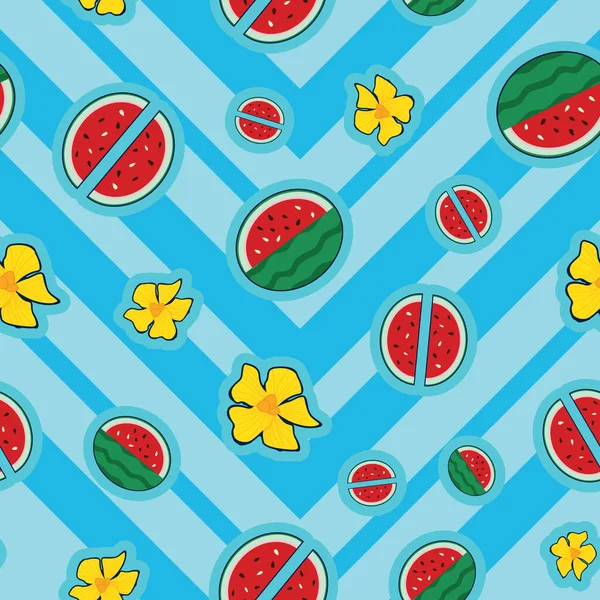 파도없는 디자인의 수박에서 영감을 아름다운 무늬입니다 여름에 귀엽고 귀여운 — 스톡 사진