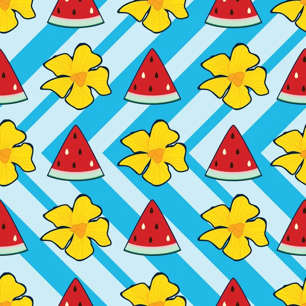 Fruity Watermelon Seamless Surface Pattern Design. A beautiful seamless surface pattern design inspired by red watermelon. A cute and adorable watermelon pattern design perfect for summer.