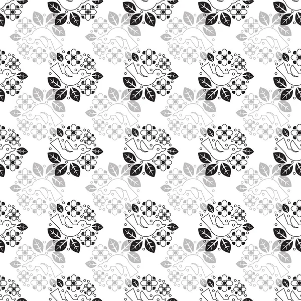 Cute and Simple Bird. A beautiful seamless surface pattern design of cute, simple and adorable birds. With some leaves and flowers as decorations. Perfect for coloring book and page. A fun activity for the whole family and everyone else.