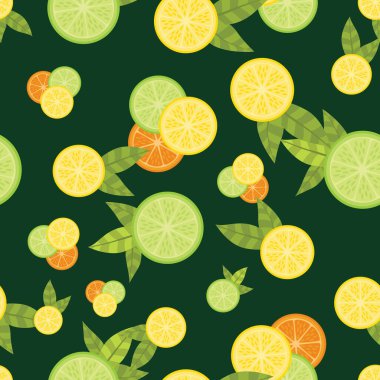 Turunçgillerden esinlenilmiş kusursuz bir yüzey dizaynı. Eğlenceli ve yaz illüstrasyonu.