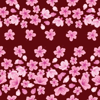 Göz kamaştırıcı sakura çiçeğinden esinlenilmiş kusursuz bir yüzey deseni tasarımı. Pembe çiçeklerin patlaması.