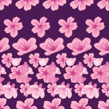 Göz kamaştırıcı sakura çiçeğinden esinlenilmiş kusursuz bir yüzey deseni tasarımı. Pembe çiçeklerin patlaması.