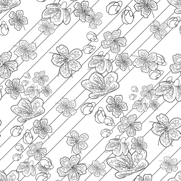 Beautiful Seamless Surface Pattern Design Inspired Beautiful Sakura Flower Explosion — Stock Photo, Image