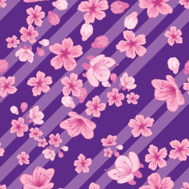 Göz kamaştırıcı sakura çiçeğinden esinlenilmiş kusursuz bir yüzey deseni tasarımı. Pembe çiçeklerin patlaması.