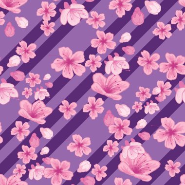 Göz kamaştırıcı sakura çiçeğinden esinlenilmiş kusursuz bir yüzey deseni tasarımı. Pembe çiçeklerin patlaması.