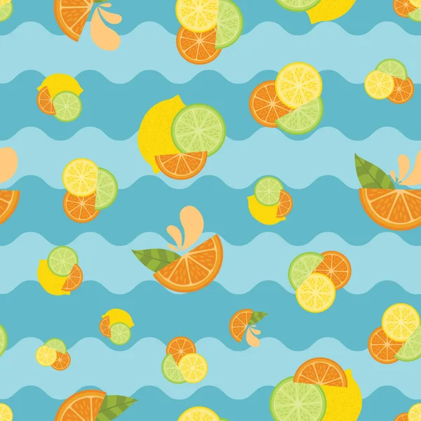 一个美丽无缝的表面图案设计灵感来自柑橘类水果 一个有趣的夏天的例子 — 图库照片